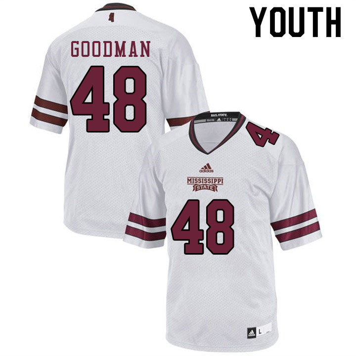 Youth #48 Scott Goodman Mississippi State Bulldogs College Football Jerseys Sale-White